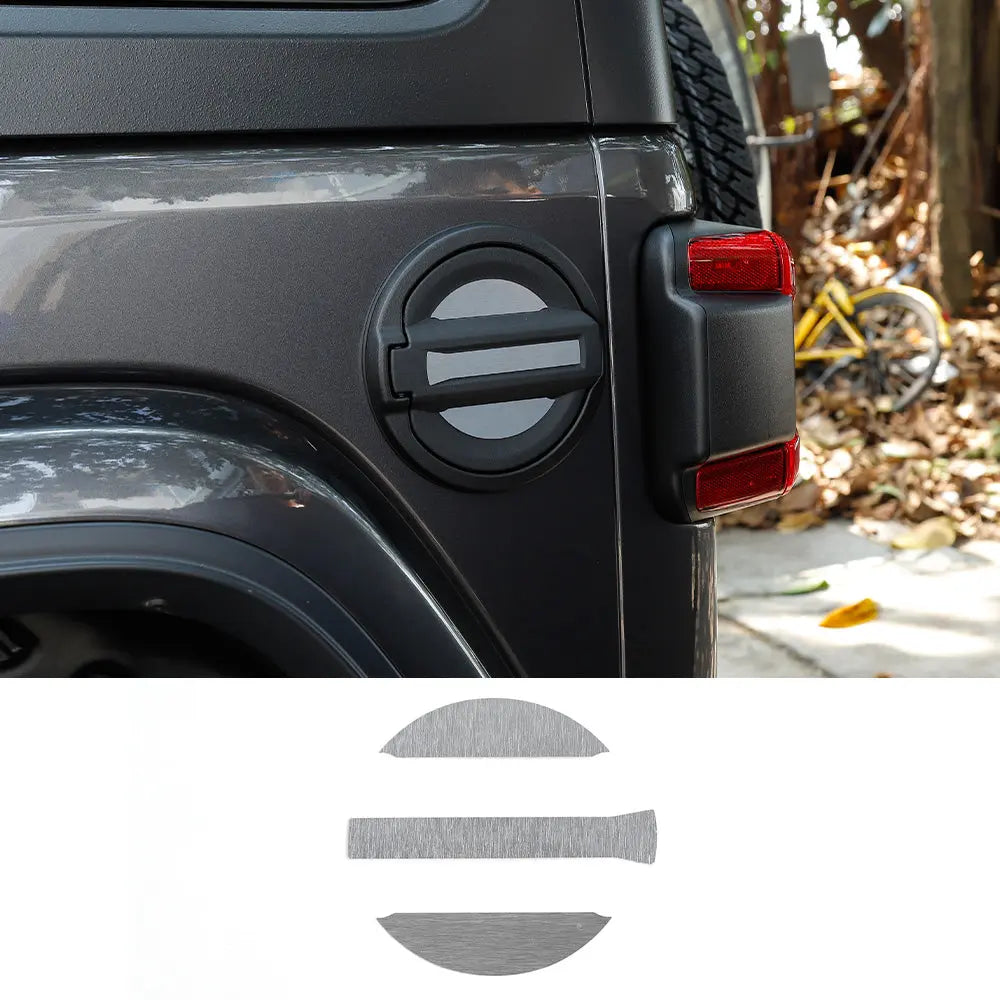 For 2018+ Jeep Wrangler JL JLU 3X Fuel Tank Cap Decor Cover Trim Aluminum