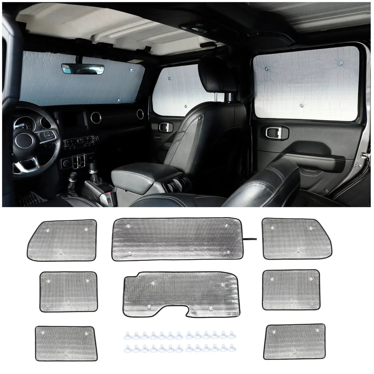 For 2018+ Jeep Wrangler JL JLU 4-Door Windshield Sunshade Side Full Window Sunscreen Heat Insulation Sun Visor 8PCs