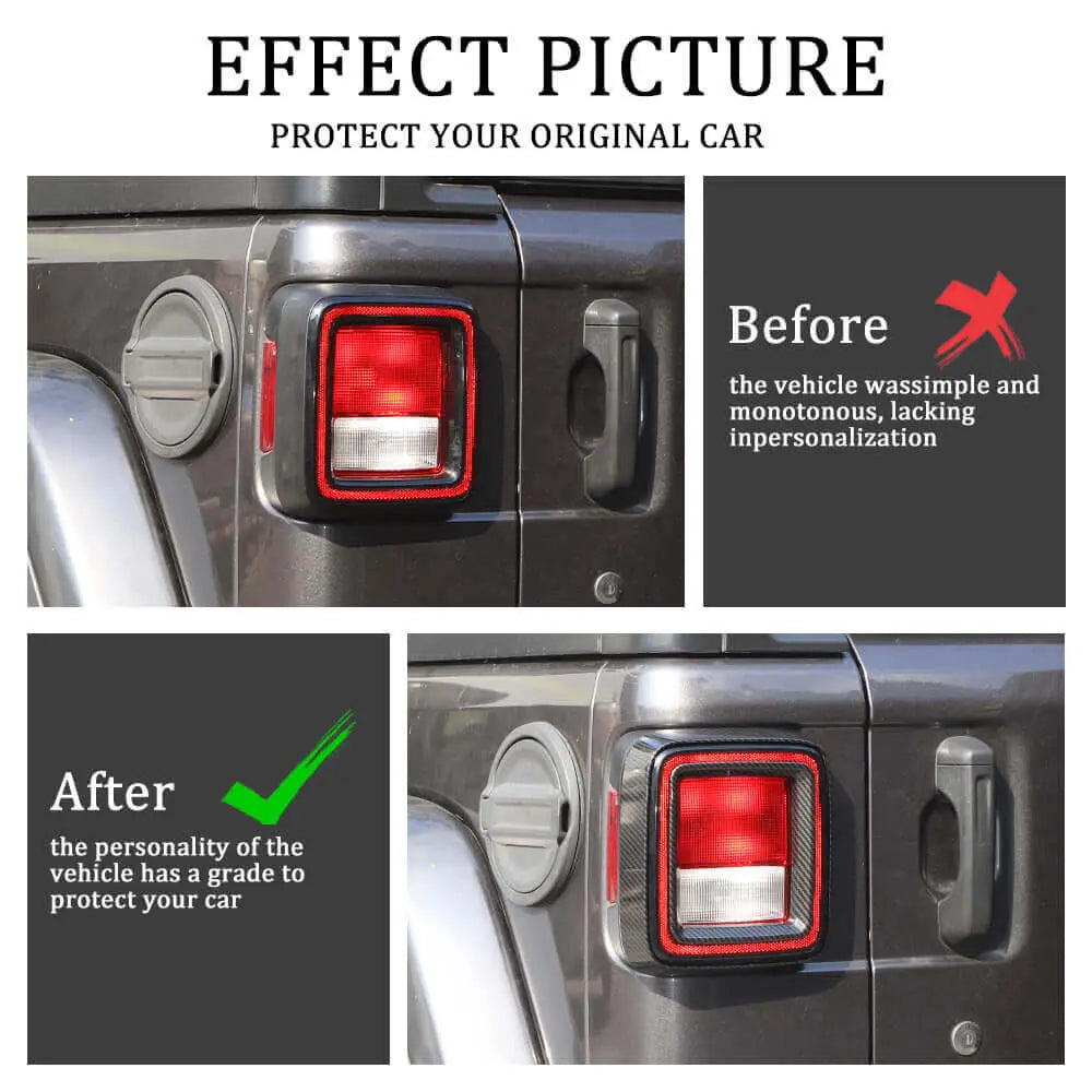 For 2018+ Jeep Wrangler JL JLU  4 x Tail Lamp Bezel Guard Cover Protector Trim (Applicable halogen lamps)