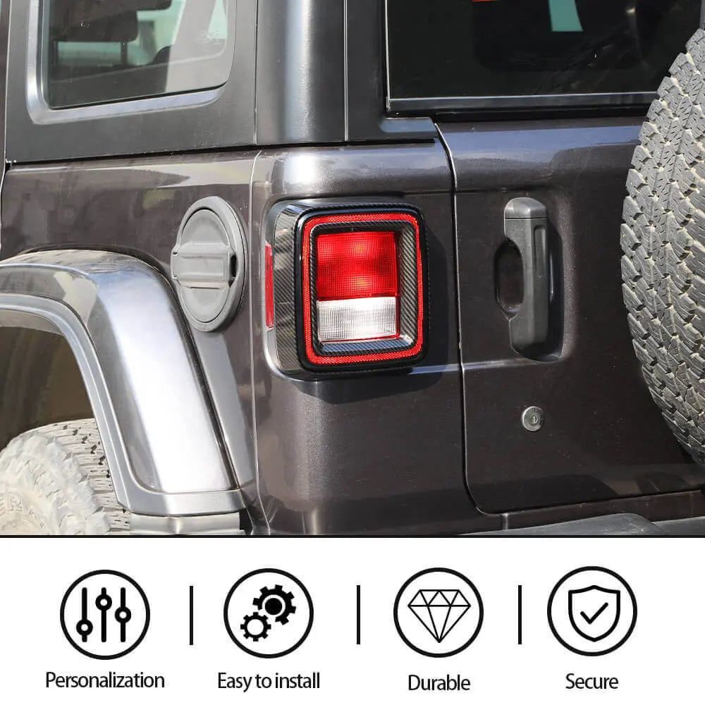 For 2018+ Jeep Wrangler JL JLU  4 x Tail Lamp Bezel Guard Cover Protector Trim (Applicable halogen lamps)