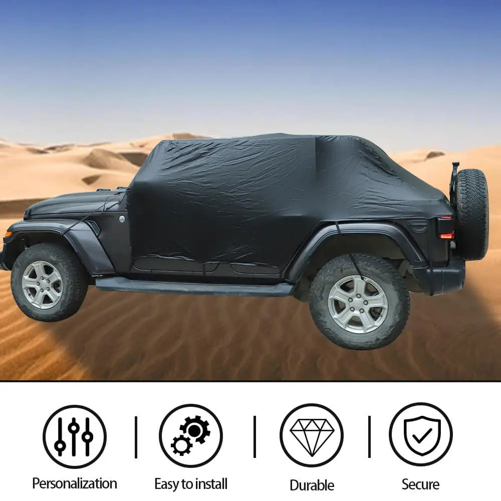 For 2018+ Jeep Wrangler JL JLU 4Door Car Rain Sunshade Half Cover UV Protection