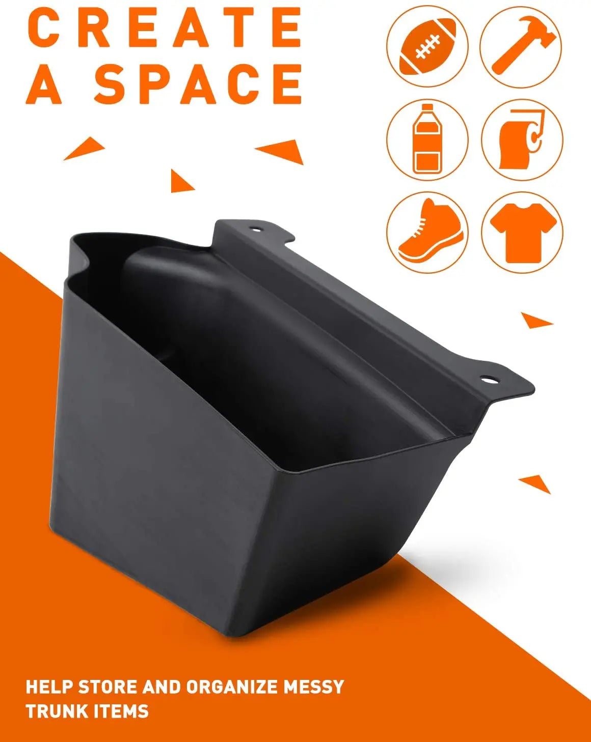 For 2018+ Jeep Wrangler JL JLU 4Doors Rear Trunk Storage Box Organizer, Right Side, Black
