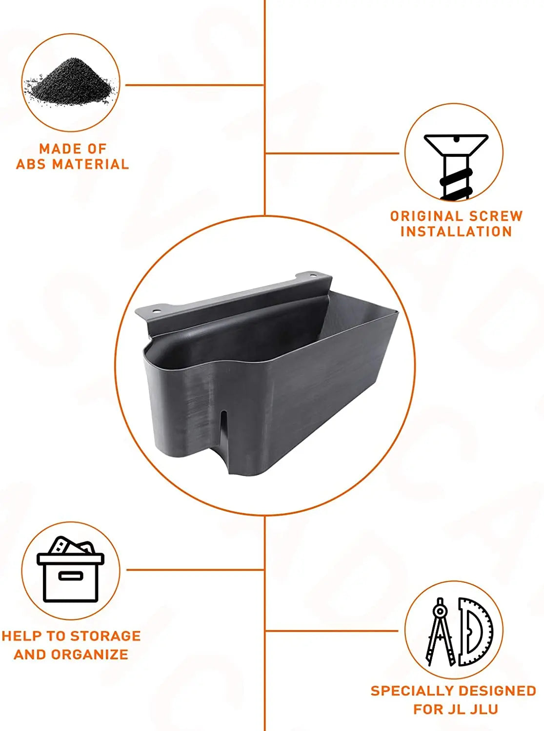For 2018+ Jeep Wrangler JL JLU 4Doors Rear Trunk Storage Box Organizer, Right Side, Black