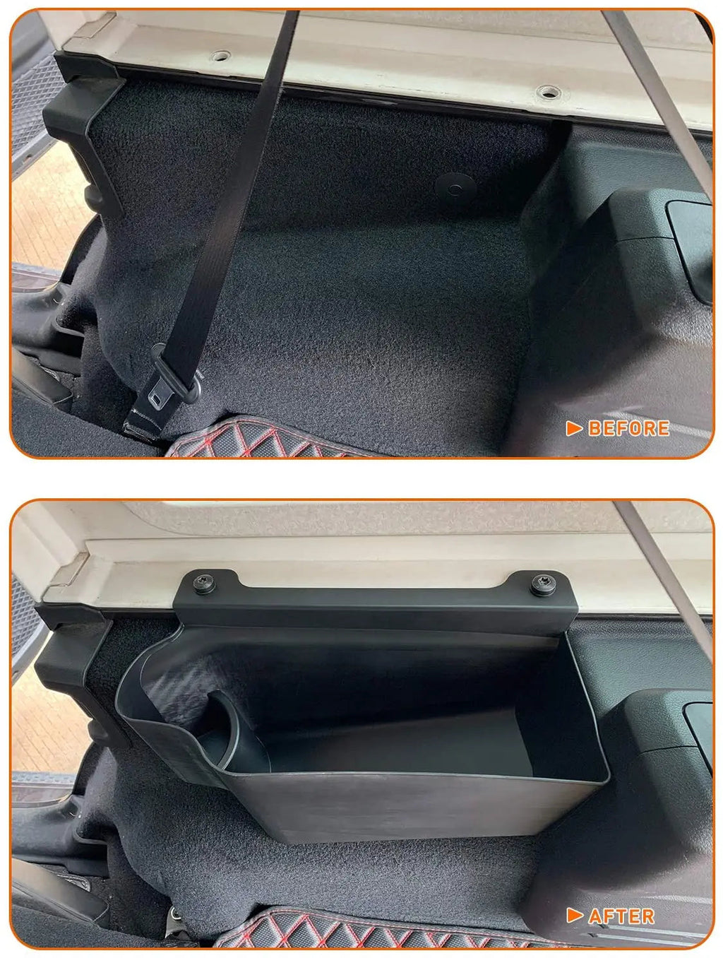 For 2018+ Jeep Wrangler JL JLU 4Doors Rear Trunk Storage Box Organizer, Right Side, Black