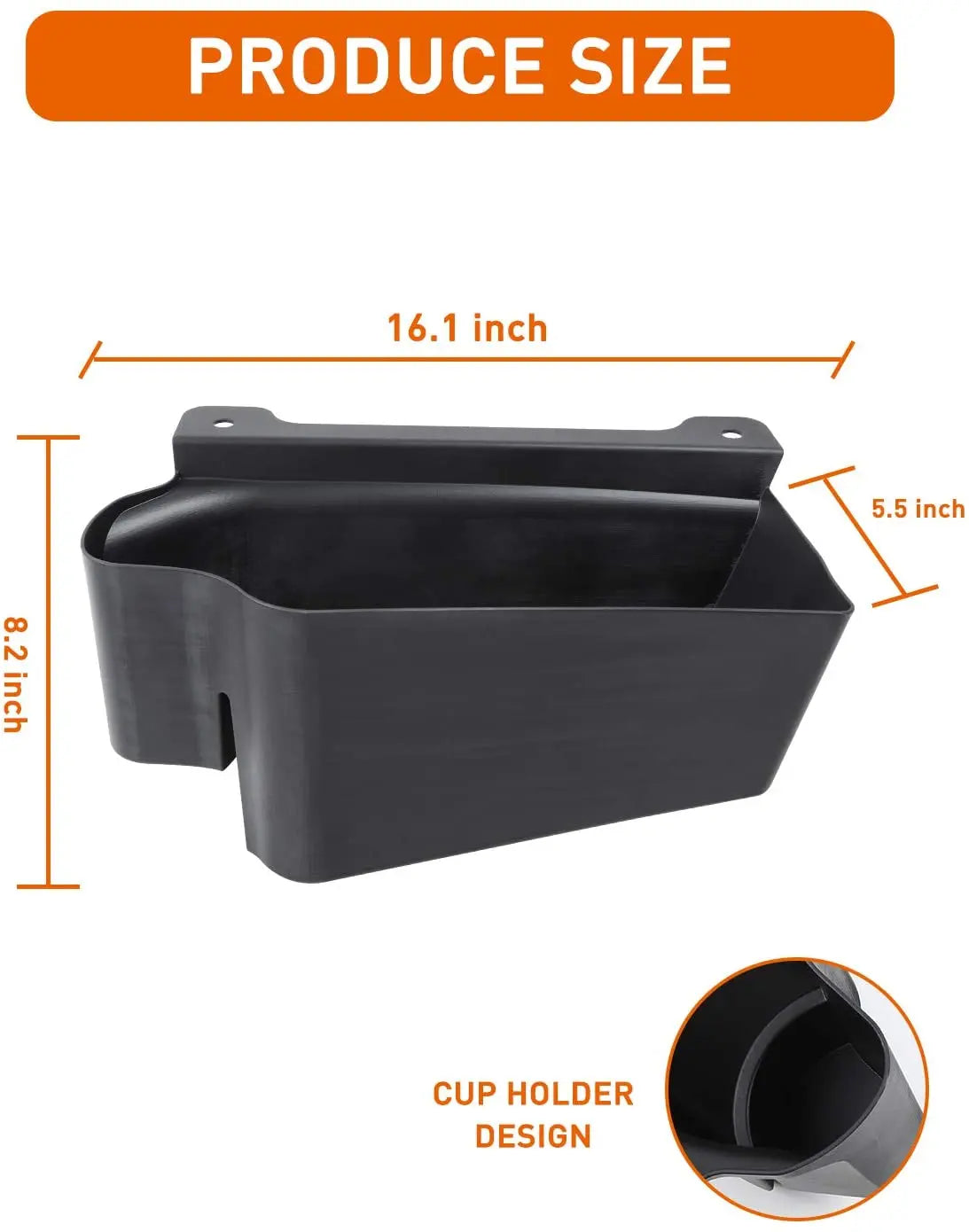 For 2018+ Jeep Wrangler JL JLU 4Doors Rear Trunk Storage Box Organizer, Right Side, Black