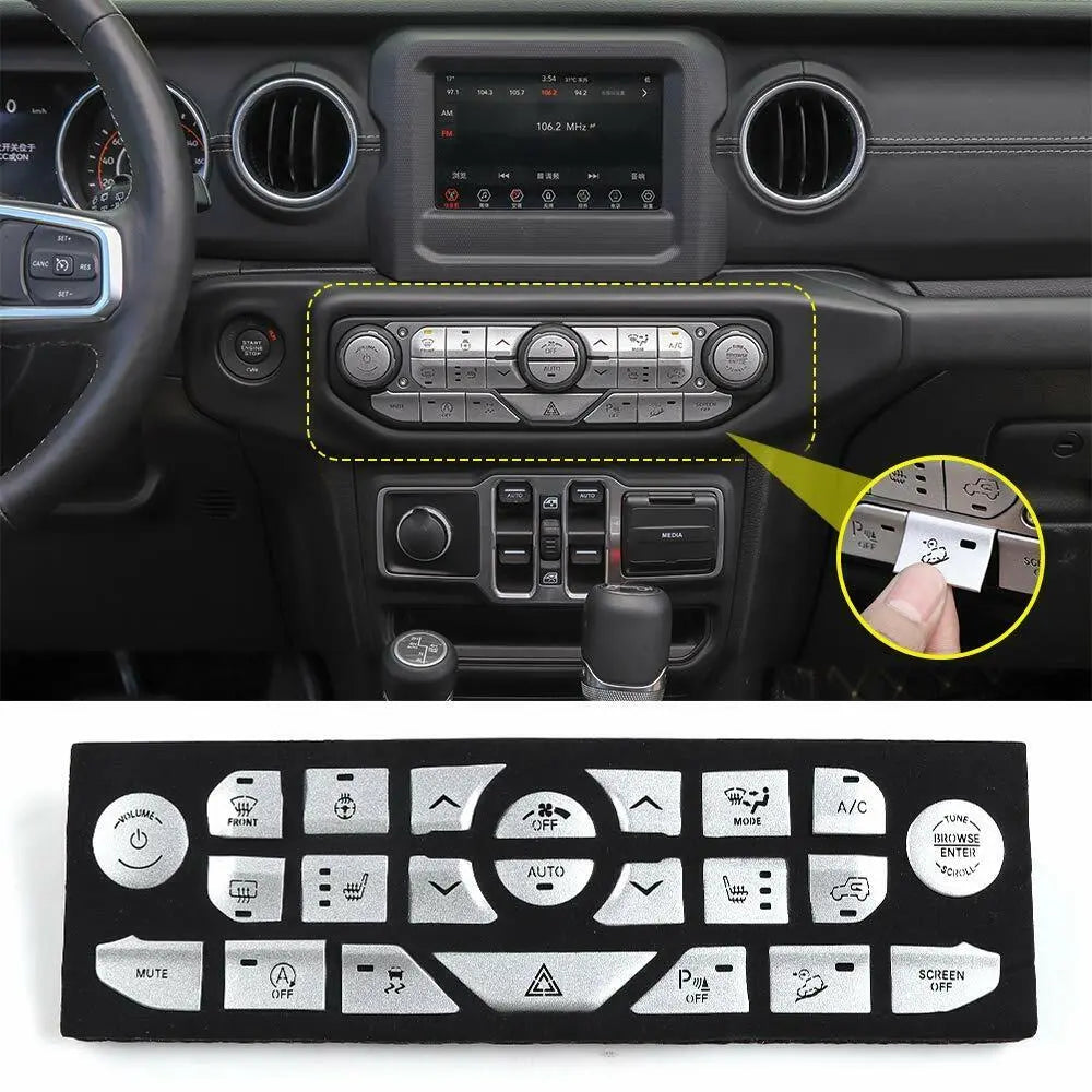 For 2018+ Jeep Wrangler JL JLU Center Console Button Decorative Cover Trim