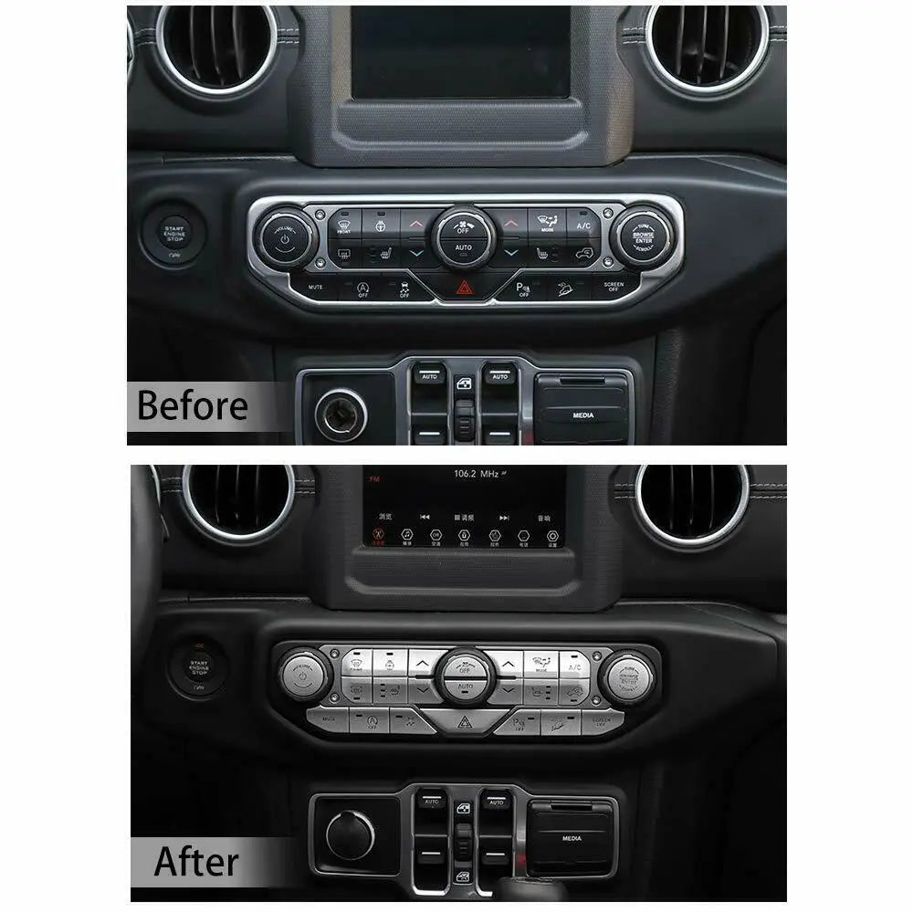 For 2018+ Jeep Wrangler JL JLU Center Console Button Decorative Cover Trim