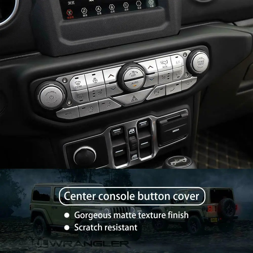 For 2018+ Jeep Wrangler JL JLU Center Console Button Decorative Cover Trim