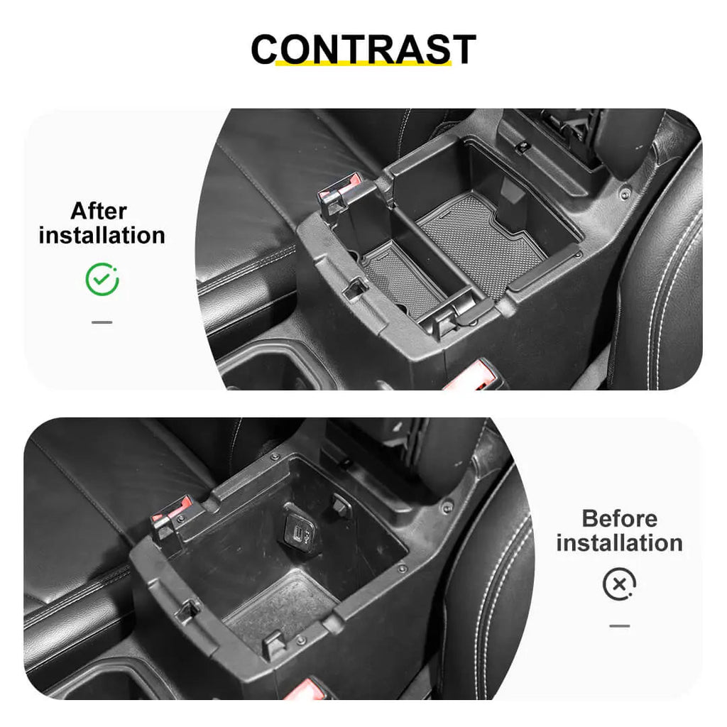 For 2018+ Jeep Wrangler JL JLU Center Console Organizer Tray Armrest Storage Box Divider
