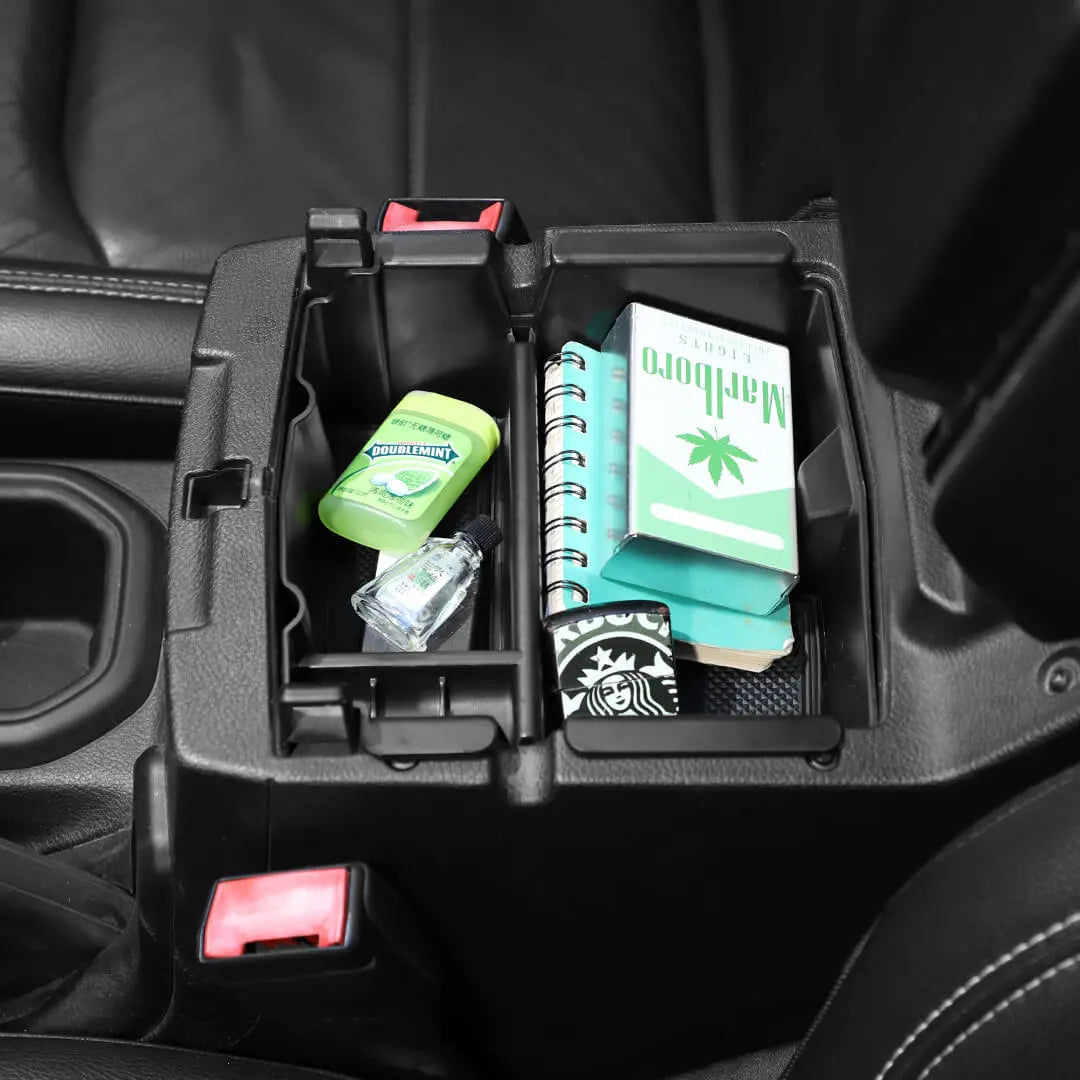 For 2018+ Jeep Wrangler JL JLU Center Console Organizer Tray Armrest Storage Box Divider
