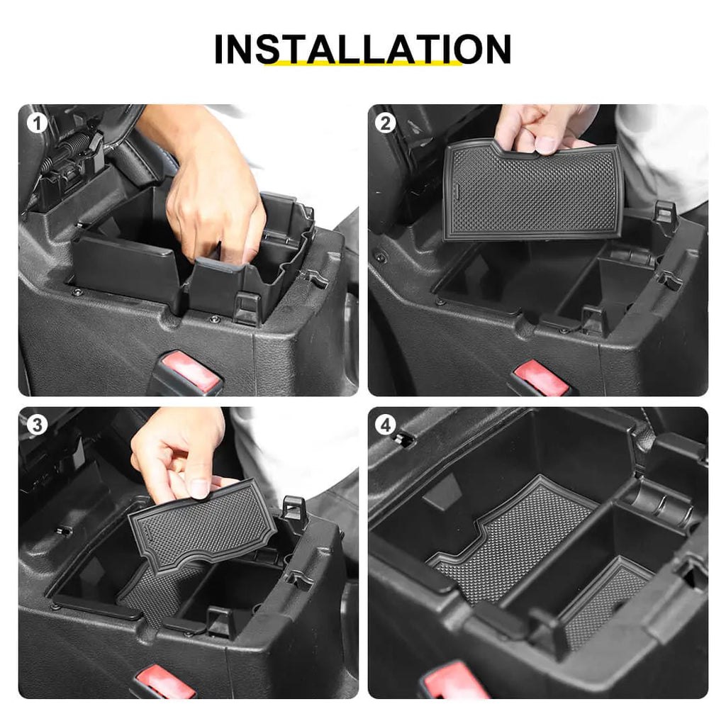 For 2018+ Jeep Wrangler JL JLU Center Console Organizer Tray Armrest Storage Box Divider