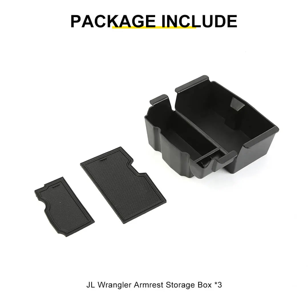 For 2018+ Jeep Wrangler JL JLU Center Console Organizer Tray Armrest Storage Box Divider
