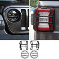 For 2018+ Jeep Wrangler JL JLU Front Headlights & Tail Lights Guard Trim Kit Black, Led Version