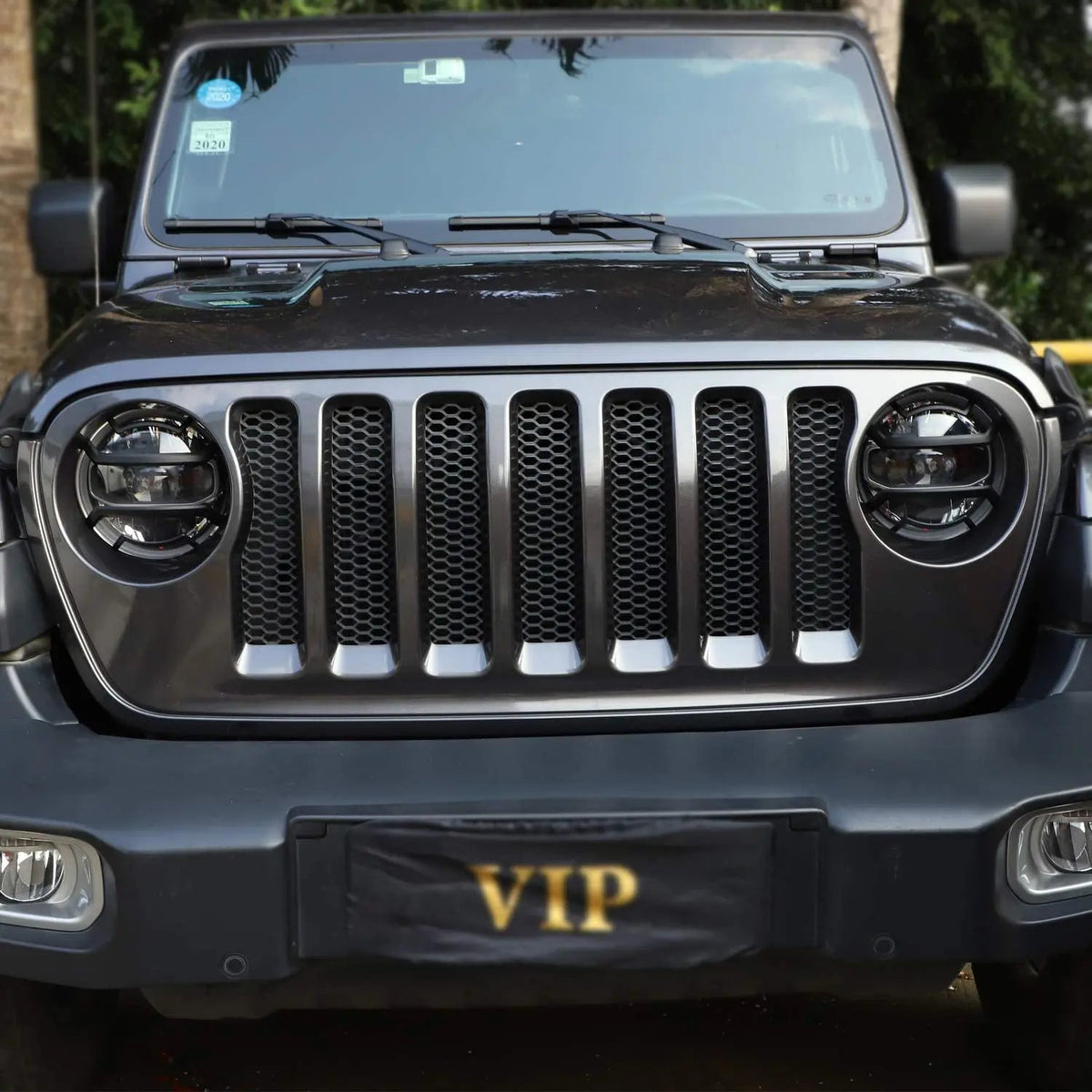 For 2018+ Jeep Wrangler JL JLU Front Headlights & Tail Lights Guard Trim Kit Black, Led Version