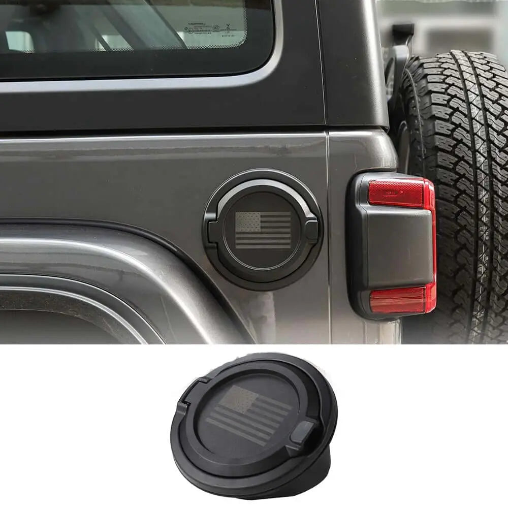 For 2018+ Jeep Wrangler JL JLU Gas Tank Cover Aluminum Alloy Fuel Filler Door Cover US Flag NOT FIT 4XE