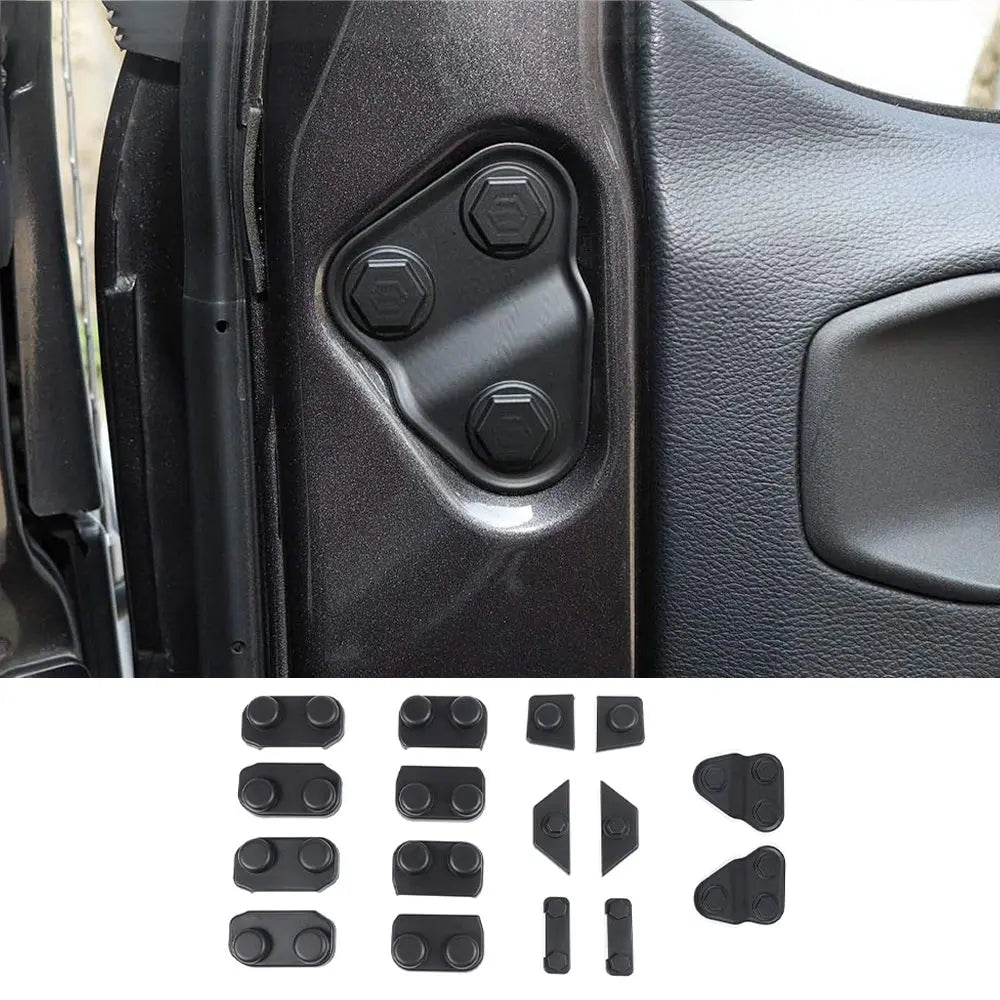 For 2018+ Jeep Wrangler JL JLU Gladiator JT Door Screw Protector Cover Trim, ABS Black 16pcs