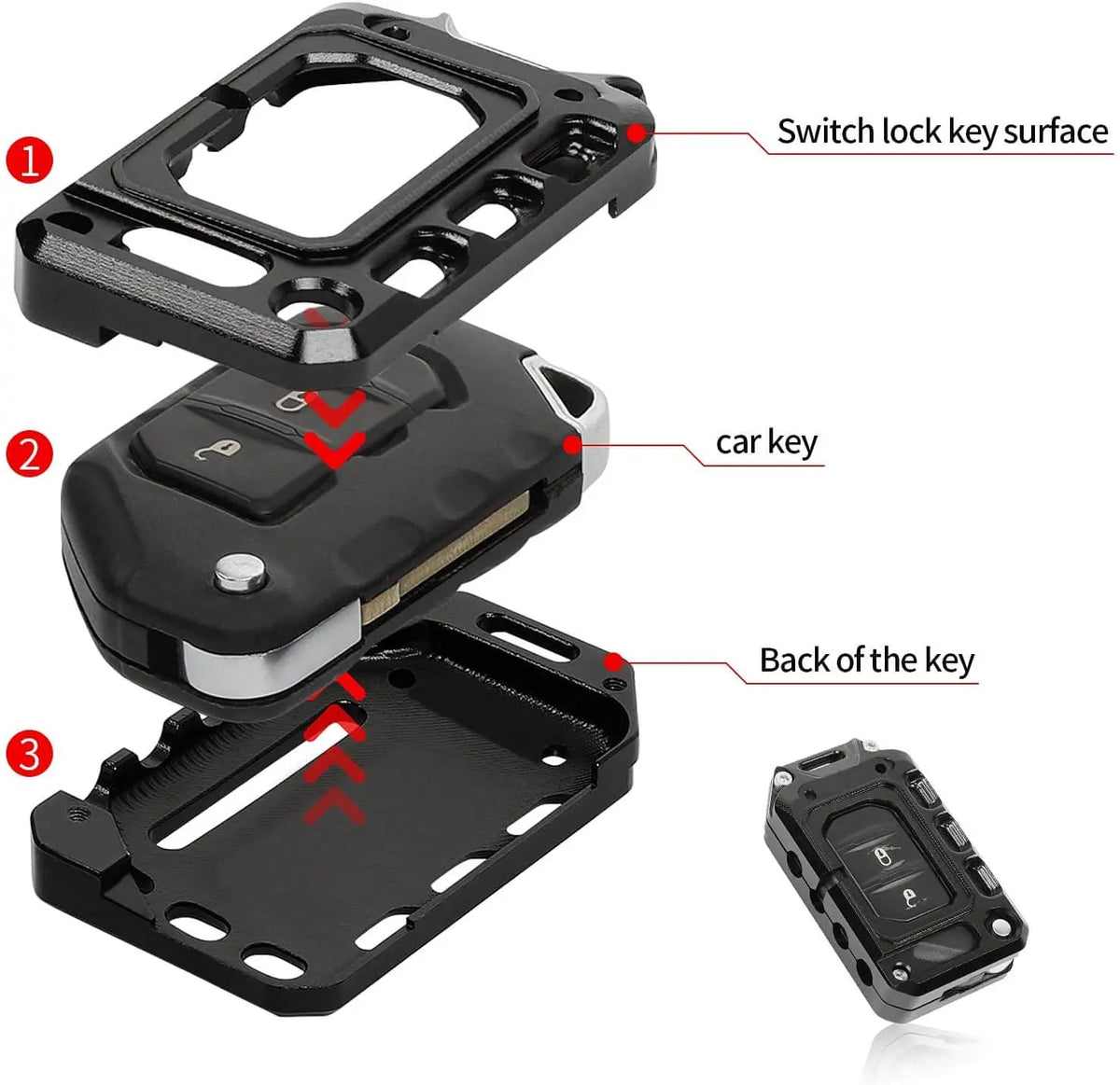For 2018+ Jeep Wrangler JL JLU Gladiator JT Key Fob Cover Case Trim Shell