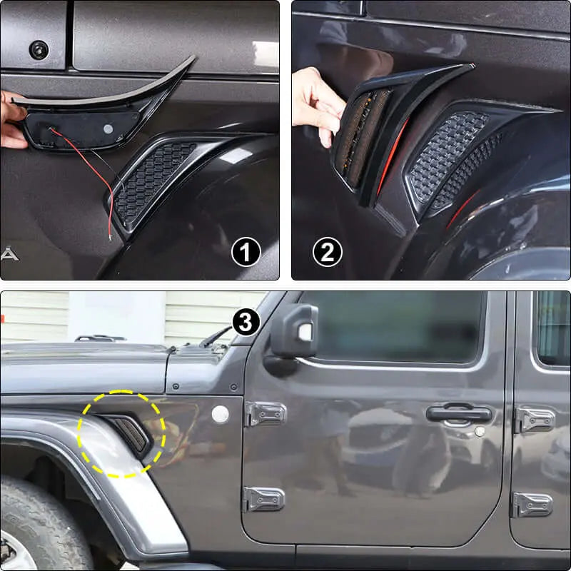 For 2018+ Jeep Wrangler JL JLU Gladiator JT LED Fender Marker Lights Side Turn Signal Lamp Smoke Lens 2pcs