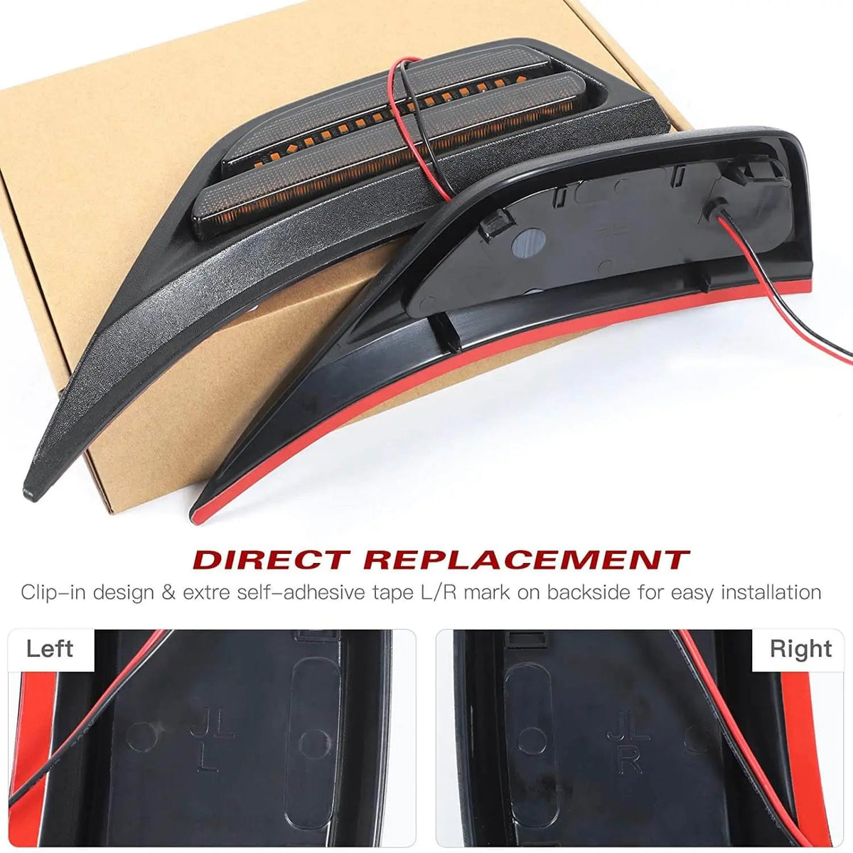 For 2018+ Jeep Wrangler JL JLU Gladiator JT LED Fender Marker Lights Side Turn Signal Lamp Smoke Lens 2pcs