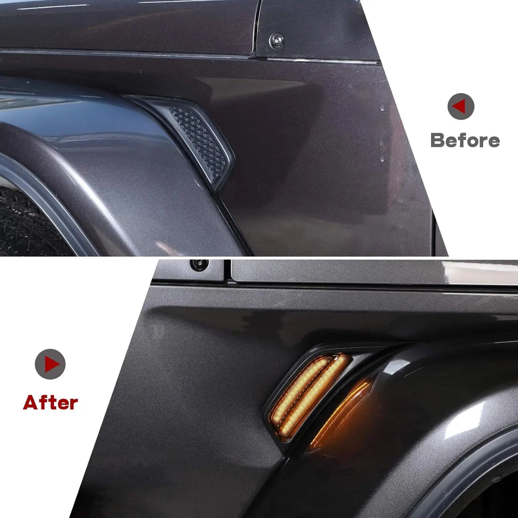 For 2018+ Jeep Wrangler JL JLU Gladiator JT LED Fender Marker Lights Side Turn Signal Lamp Smoke Lens 2pcs