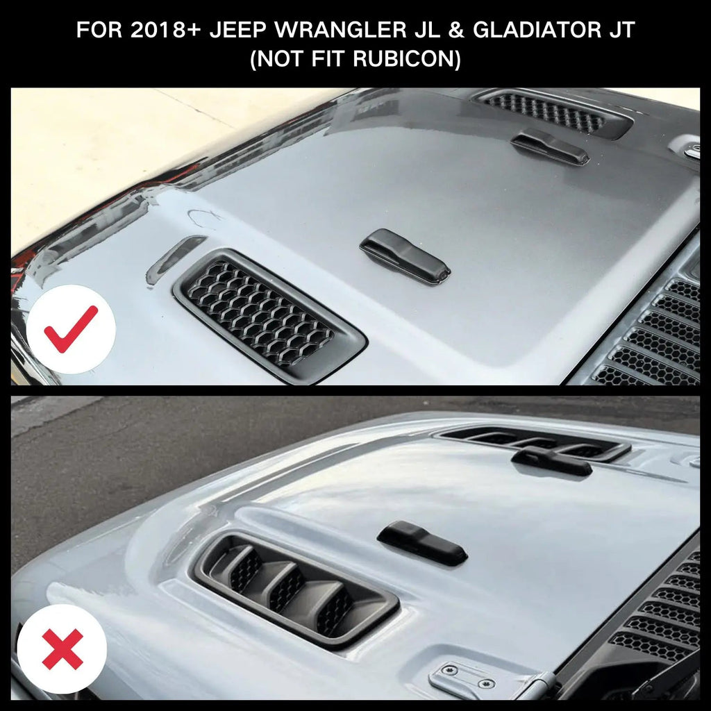 For 2018+ Jeep Wrangler JL JLU Gladiator JT Hood Engine Bonnet Air Vent Outlet Cover Trim (not fit Rubicon)