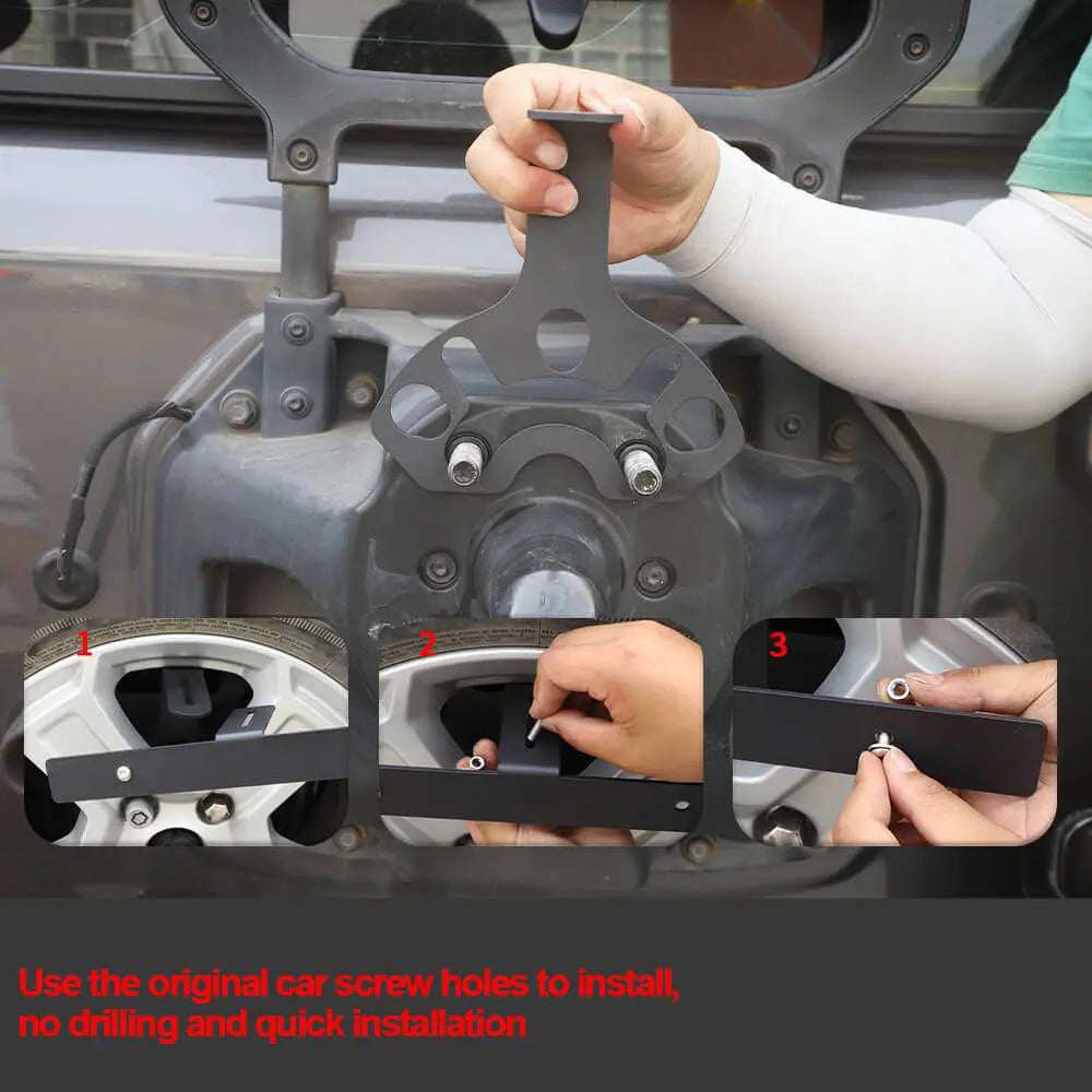 For 2018+ Jeep Wrangler JL JLU JK TJ Rear Spare Tire License Plate Relocation Kit U.S.-Specification