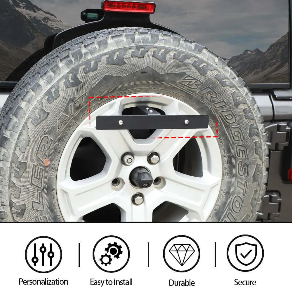 For 2018+ Jeep Wrangler JL JLU JK TJ Rear Spare Tire License Plate Relocation Kit U.S.-Specification