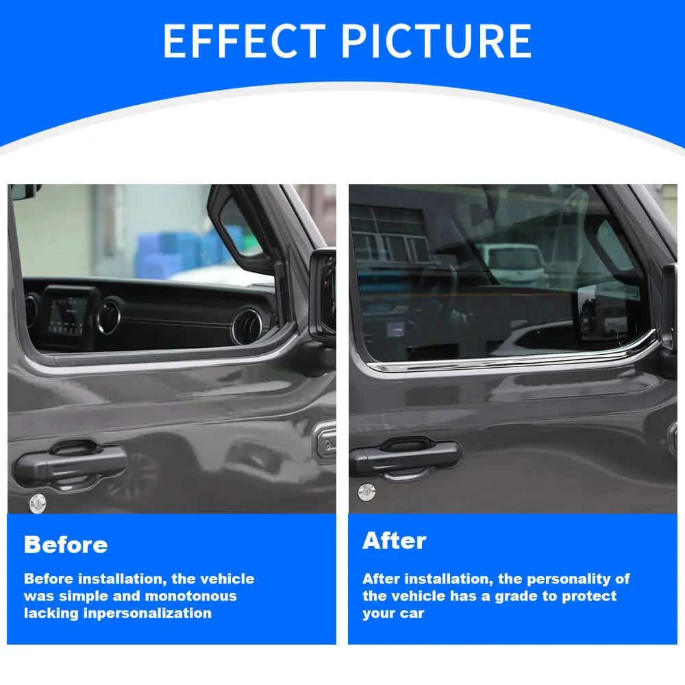 For 2018+ Jeep Wrangler JL JLU JT 2/4Door Stainless Steel Door Window Bottom Strips Cover Trim
