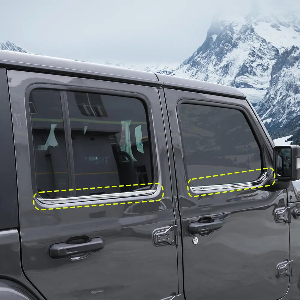 For 2018+ Jeep Wrangler JL JLU JT 2/4Door Stainless Steel Door Window Bottom Strips Cover Trim