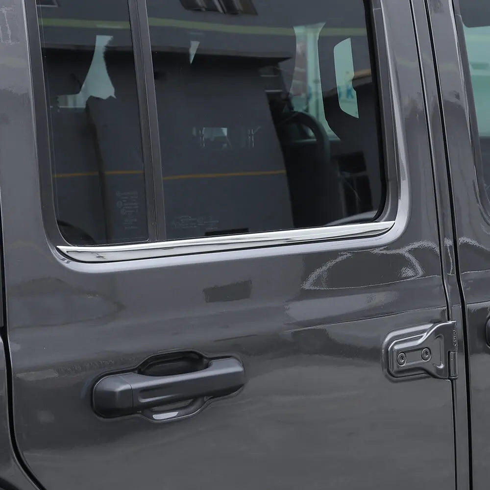 For 2018+ Jeep Wrangler JL JLU JT 2/4Door Stainless Steel Door Window Bottom Strips Cover Trim