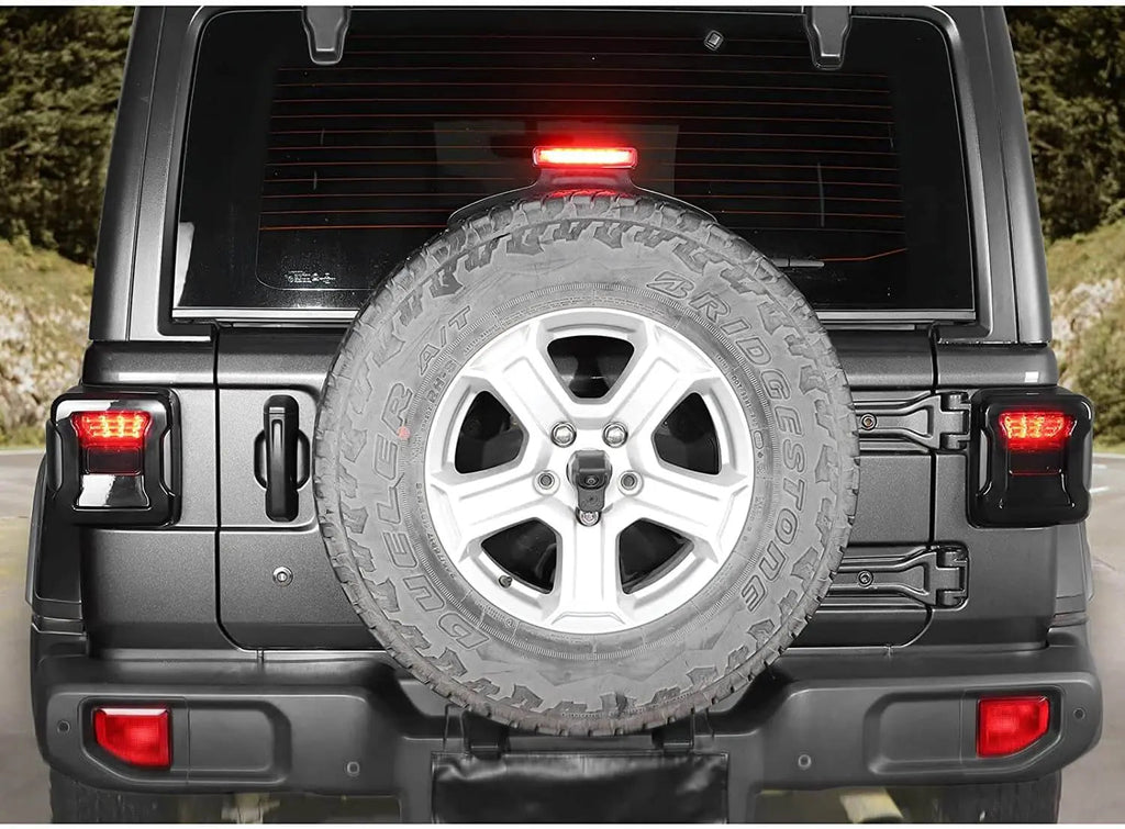 For 2018+  Jeep Wrangler JL JLU LED Tail Light Covers Rear Light Guards, Smoked Black