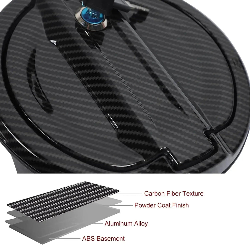 For 2018+ Jeep Wrangler JL JLU Locking Fuel Filler Cover Aluminum Gas Tank Carbon Fiber Texture NOT FIT 4XE