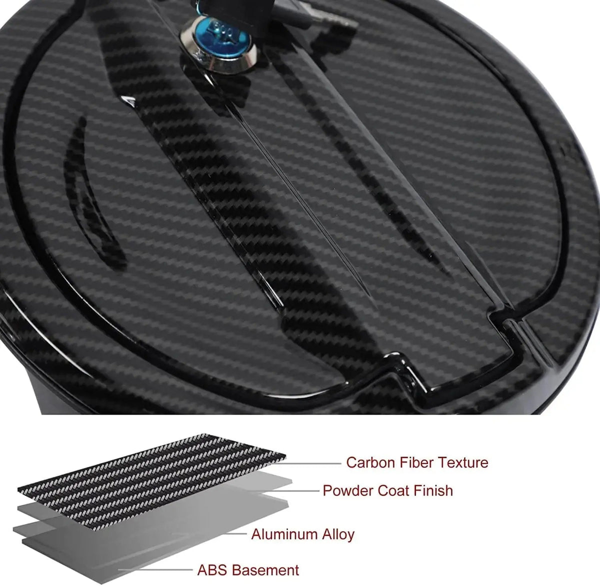 For 2018+ Jeep Wrangler JL JLU Locking Fuel Filler Cover Aluminum Gas Tank Carbon Fiber Texture NOT FIT 4XE