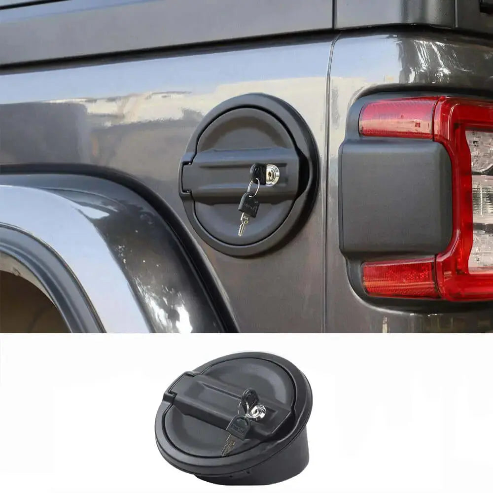For 2018+ Jeep Wrangler JL JLU Locking Fuel Filler Cover Aluminum Gas Tank Carbon Fiber Texture NOT FIT 4XE