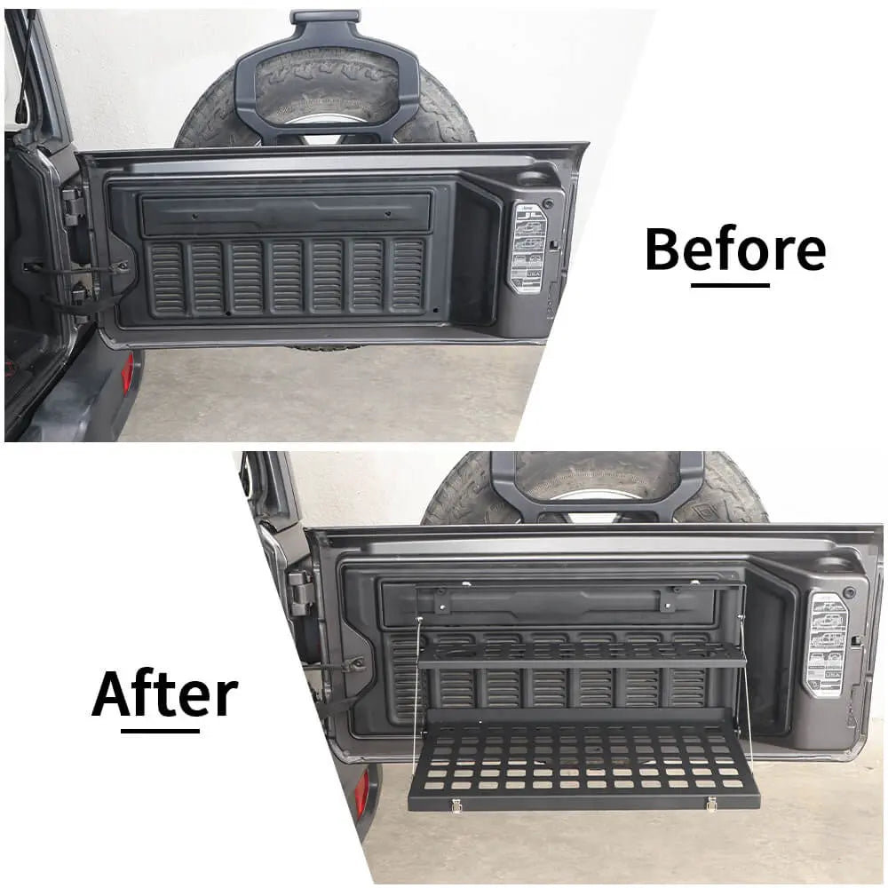 For 2018+ Jeep Wrangler JL JLU Metal Rear Door Tailgate Table Shelf Storage Rack