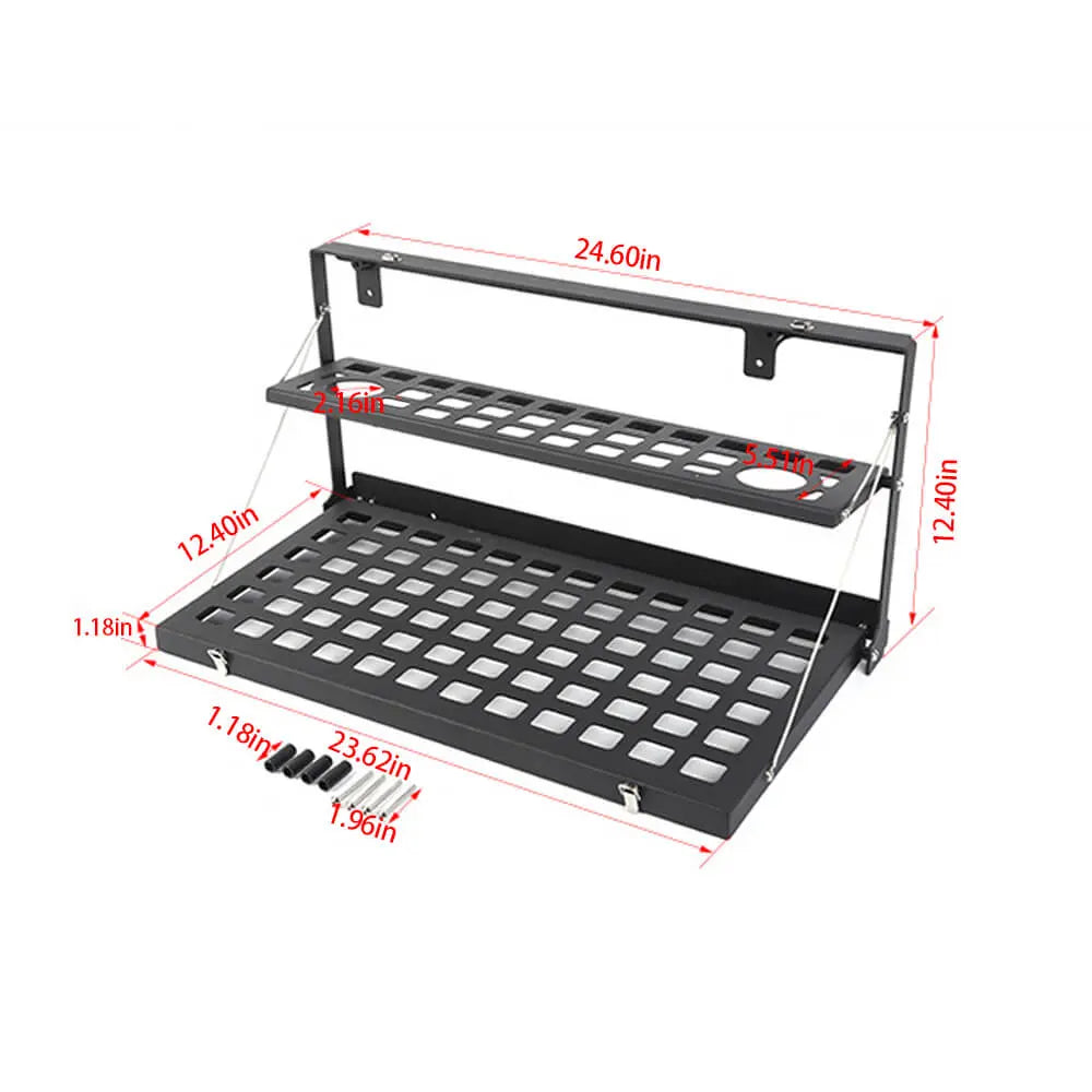 For 2018+ Jeep Wrangler JL JLU Metal Rear Door Tailgate Table Shelf Storage Rack
