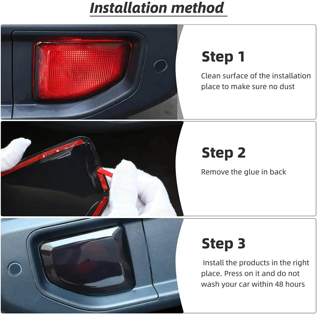 For 2018+ Jeep Wrangler JL JLU Rear Fog Light Tail Light Lamp Cover Trim, Smoked Black, 2PCs
