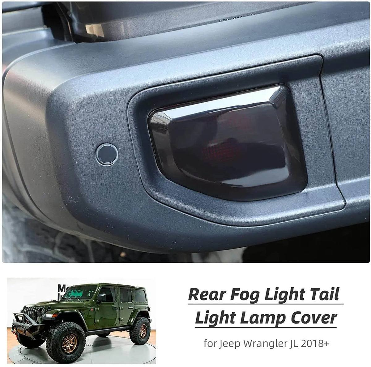 For 2018+ Jeep Wrangler JL JLU Rear Fog Light Tail Light Lamp Cover Trim, Smoked Black, 2PCs