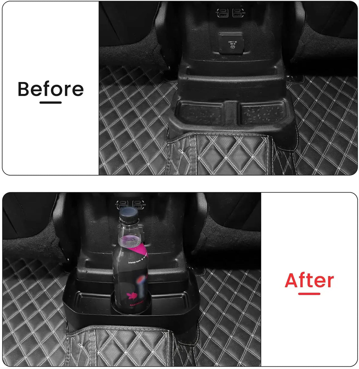 For 2018+ Jeep Wrangler JL JLU Rear Seat Cup Holders Rear Console Drink Storage Box Mount