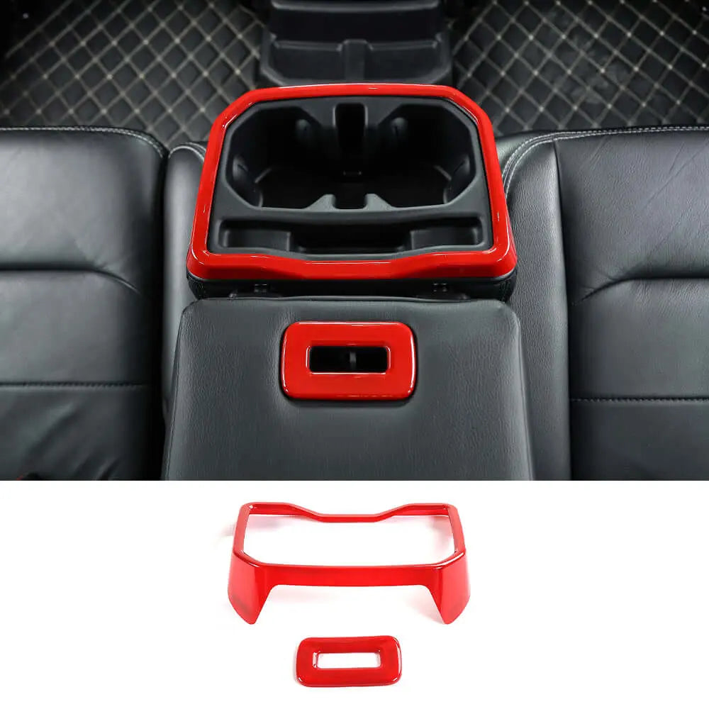 For 2018+ Jeep Wrangler JL JLU Rear Water Cup Holder Decor Cover Seat Armrest Trim