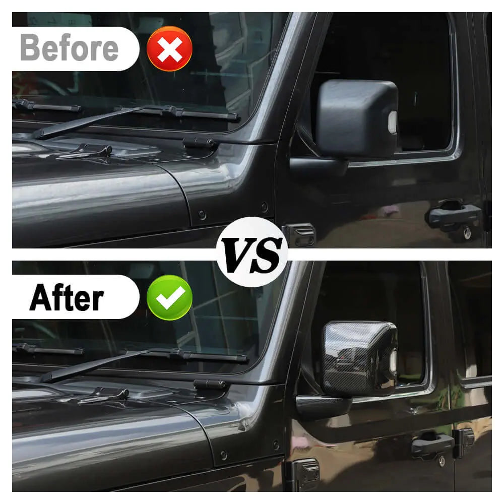 For 2018+ Jeep Wrangler JL JLU & Gladiator JT Side Mirror & Base Cover Trim – With Turn Signals Only, 6PCS