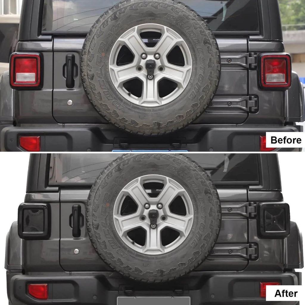 For 2018+ Jeep Wrangler JL JLU Smoked Tail Light Cover Halogen Lamp Guards Trim
