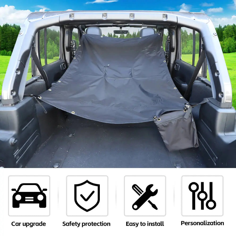 For 2018+ Jeep Wrangler JL JLU Sunshade Top Car Bed Rest Roof Hammock 2Door/4Door Black