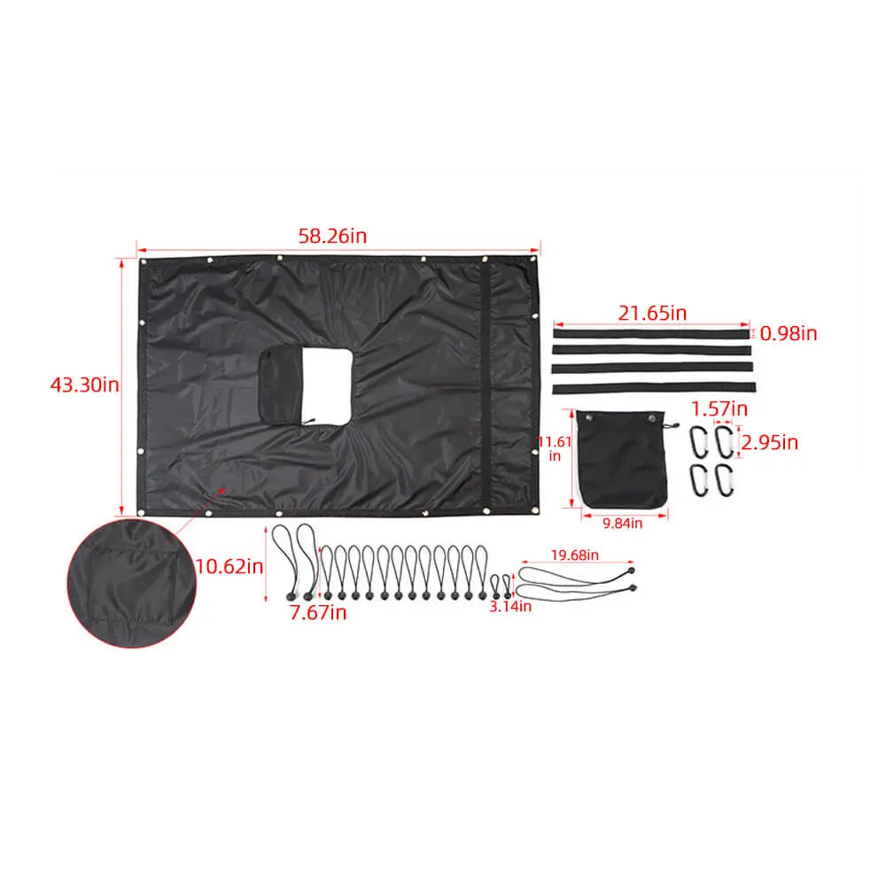 For 2018+ Jeep Wrangler JL JLU Sunshade Top Car Bed Rest Roof Hammock 2Door/4Door Black