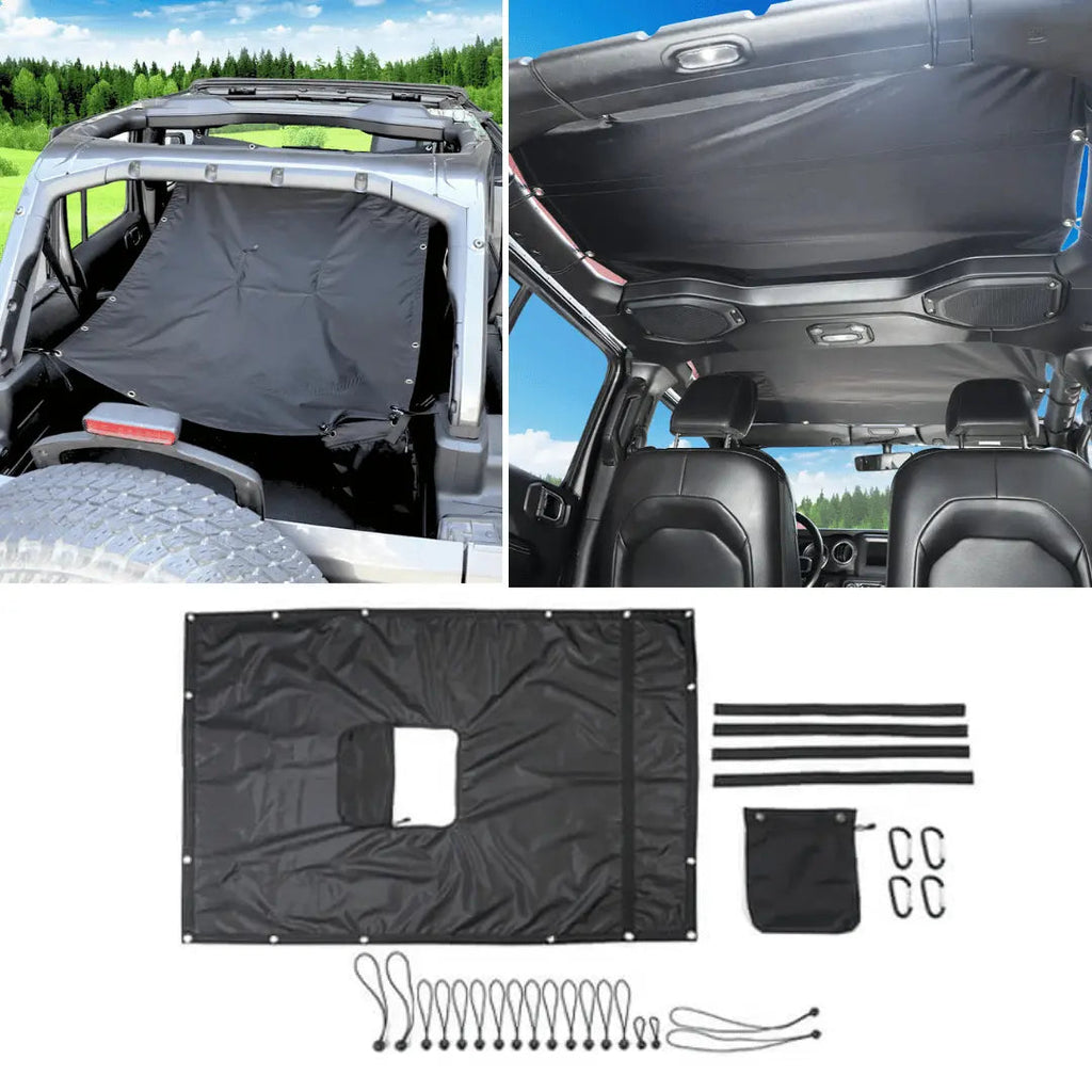 For 2018+ Jeep Wrangler JL JLU Sunshade Top Car Bed Rest Roof Hammock 2Door/4Door Black