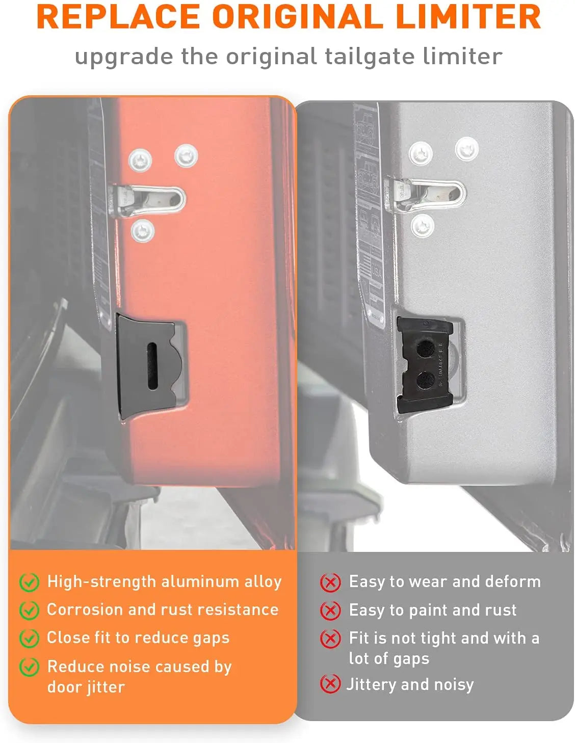 For 2018+ Jeep Wrangler JL JLU Tailgate Limiter Rear Trunk Door Latch, Tailgate Replacement  Aluminum Alloy