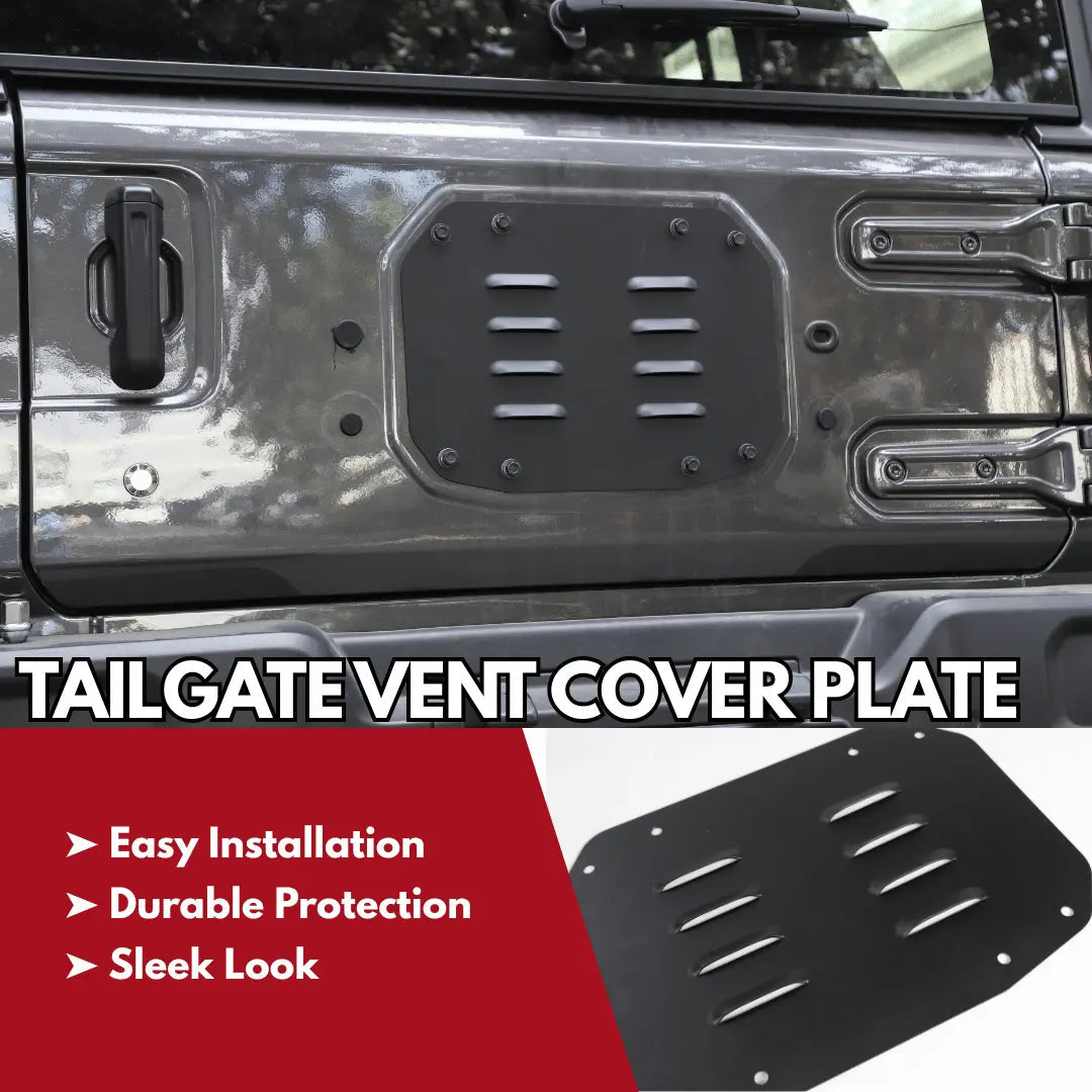 For 2018+ Jeep Wrangler JL JLU Tailgate Spare Tire Carrier Delete Filler Plate Vent Cover Plate Trim