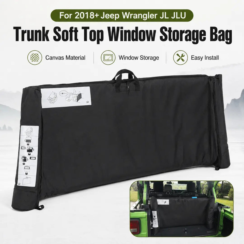 For 2018+ Jeep Wrangler JL JLU Trunk Soft Top Window Storage Bag
