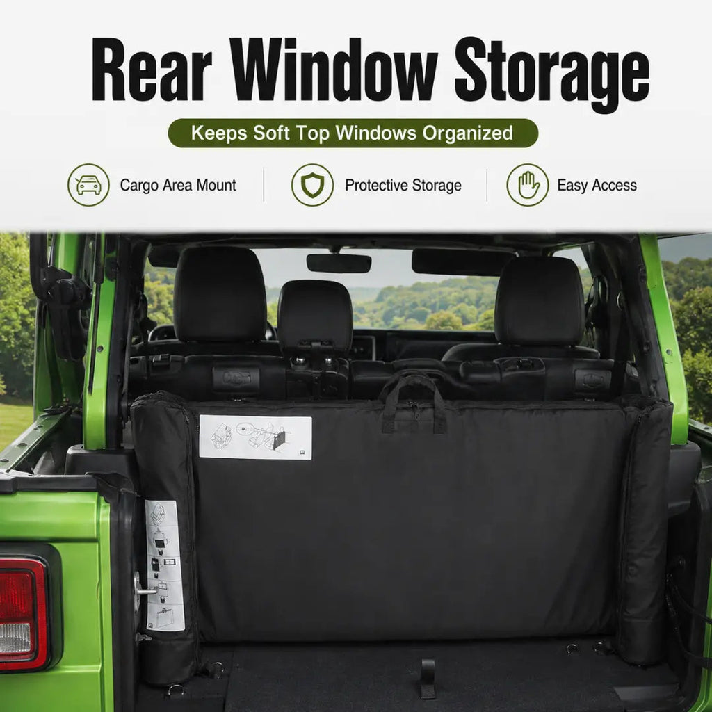 For 2018+ Jeep Wrangler JL JLU Trunk Soft Top Window Storage Bag