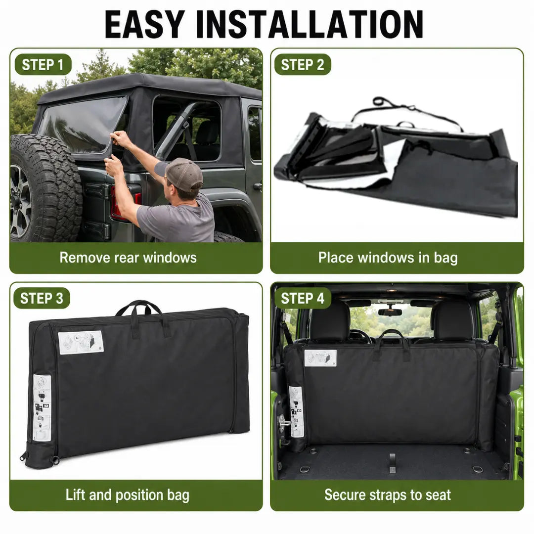 For 2018+ Jeep Wrangler JL JLU Trunk Soft Top Window Storage Bag